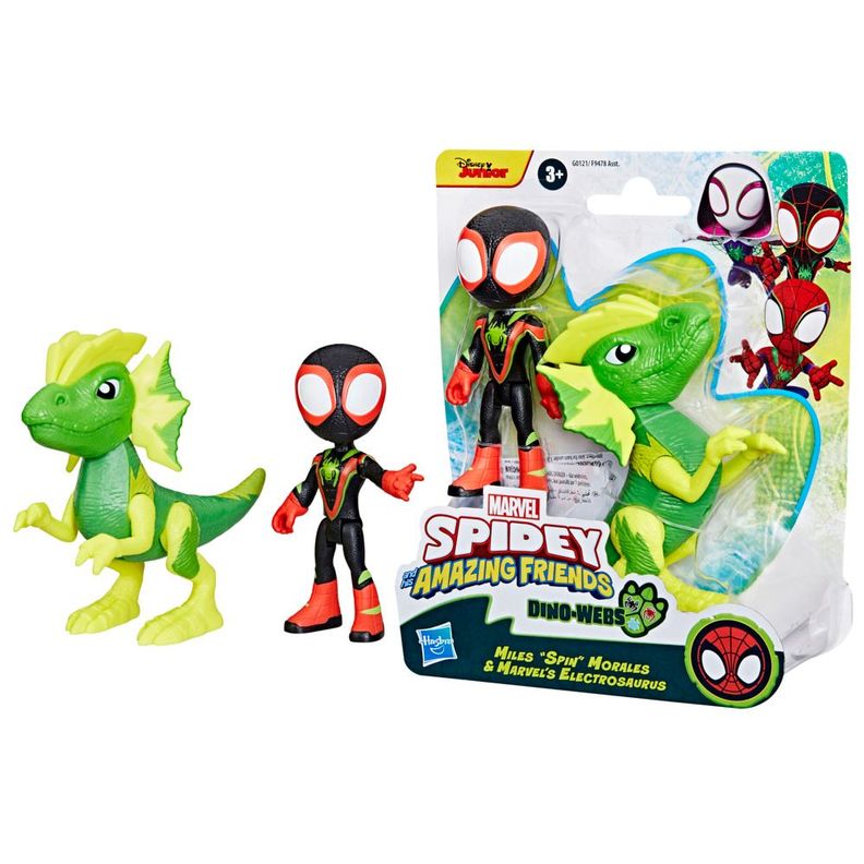 Figura de Acción Spidey & His Amazing Friends Dino-Webs Miles "Spin" Morales y Marvel's Electrosaurus-2