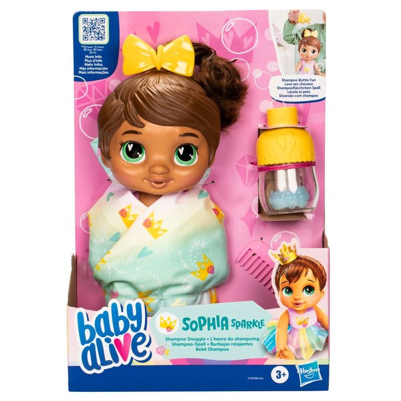 Muñeca Baby Alive Burbujas Relajantes Sophia Sparkle Cabello Castaño-0