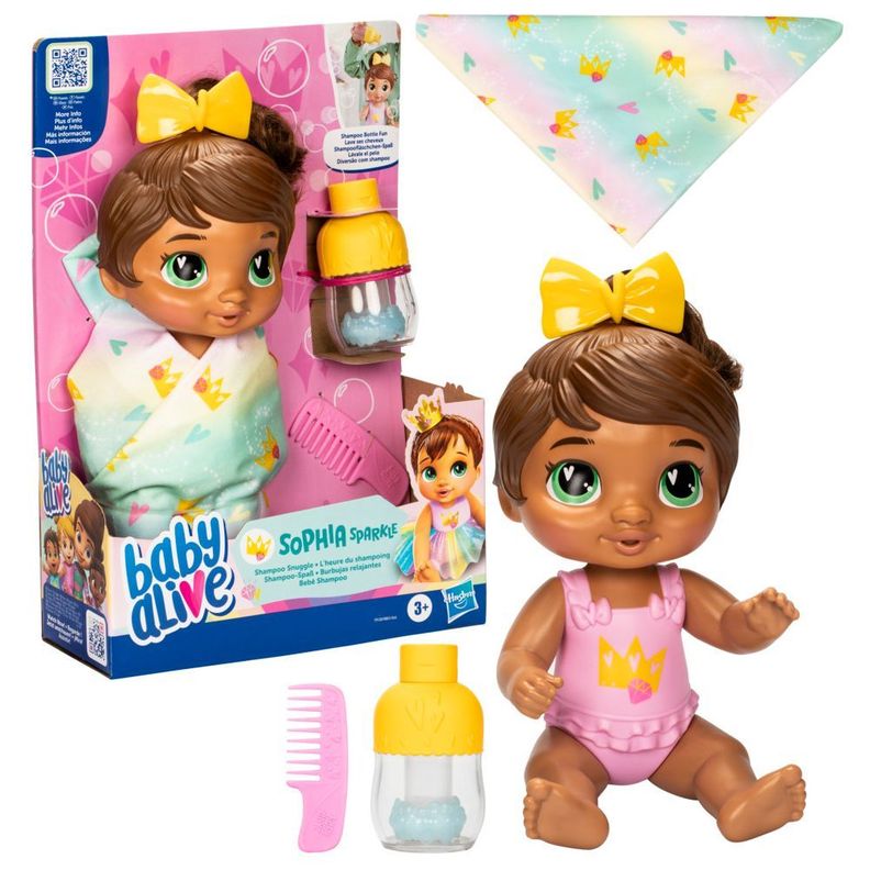 Muñeca Baby Alive Burbujas Relajantes Sophia Sparkle Cabello Castaño-1
