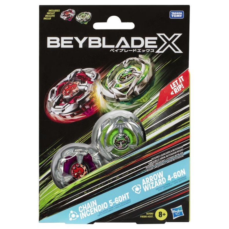 Trompo Beyblade X Chain Incendio 5-60HT y Arrow Wizard 4-60N-0