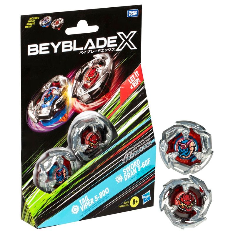 Trompo Beyblade X Tail Viper 5-80O y Sword Dran 3-60F-2