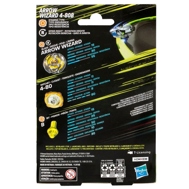 Trompo Beyblade X Kit Inicial Arrow Wizard 4-80B-3