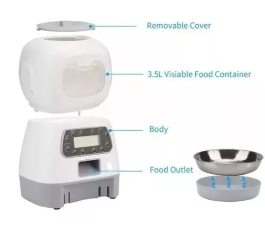 Dispensador Alimento Automático Perros Gatos Mascota Voces-0
