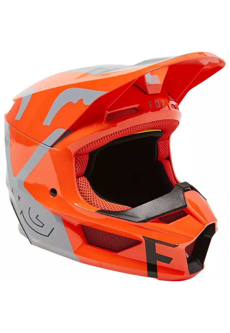 Casco Moto Niño V1 Skew Naranjo Fox-0