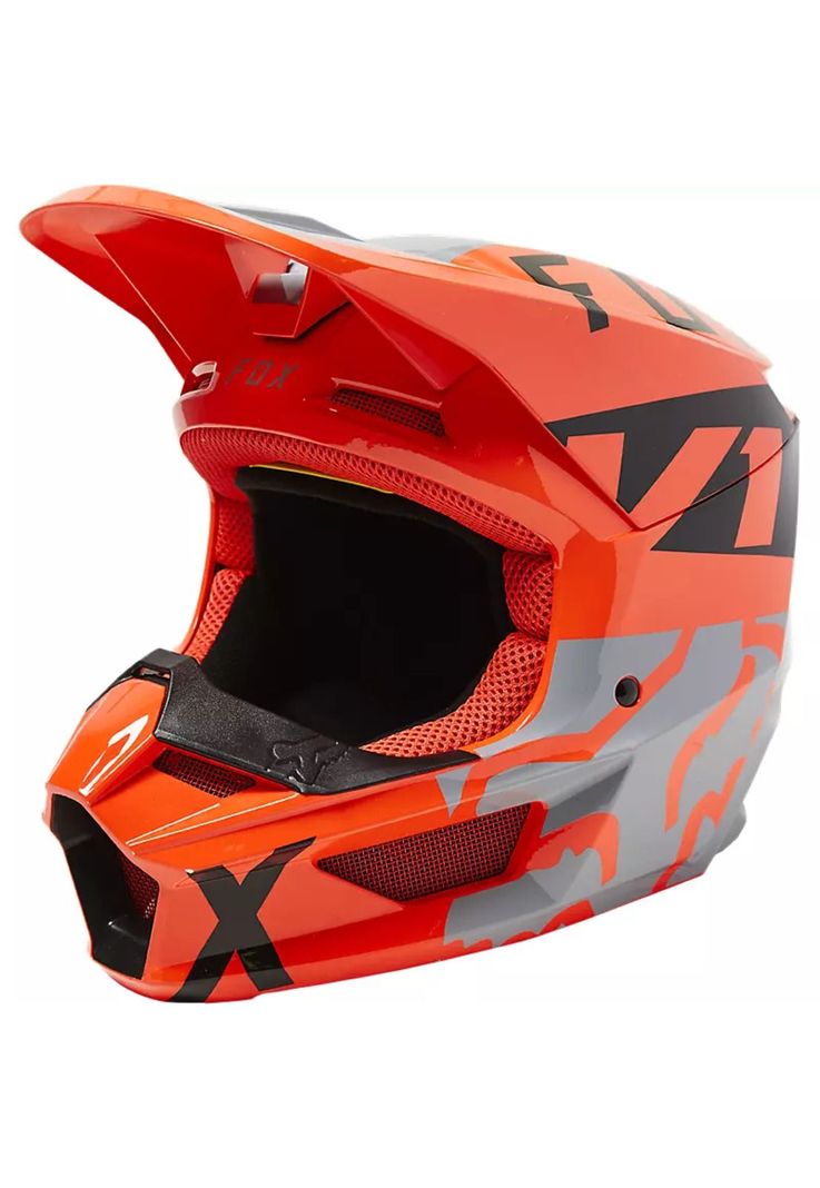 Casco Moto Niño V1 Skew Naranjo Fox-1