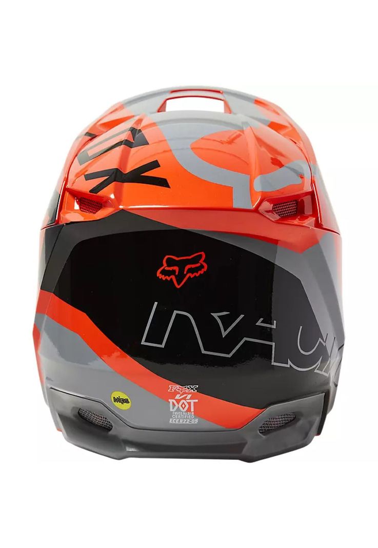 Casco Moto Niño V1 Skew Naranjo Fox-3