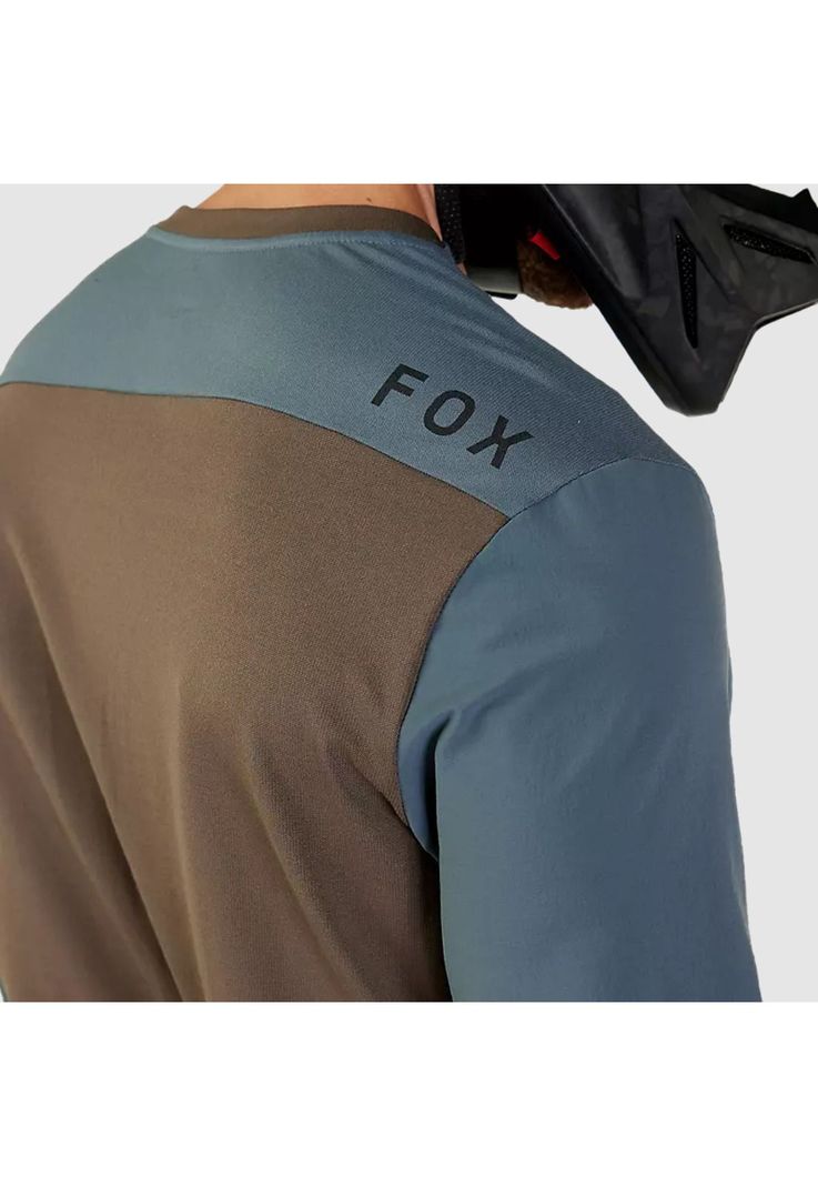 Polera Moto Defend Off Road Manga Larga Azul Acero Fox-4