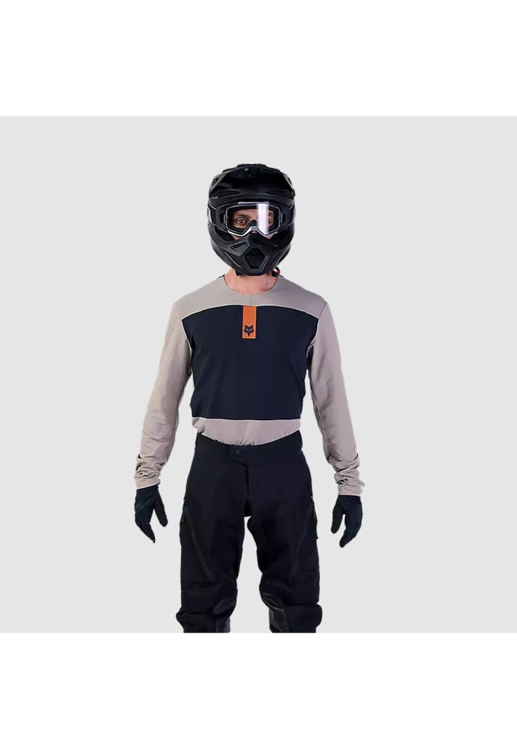 Polera Moto Defend Off Road Manga Larga Cafe Claro Fox-1