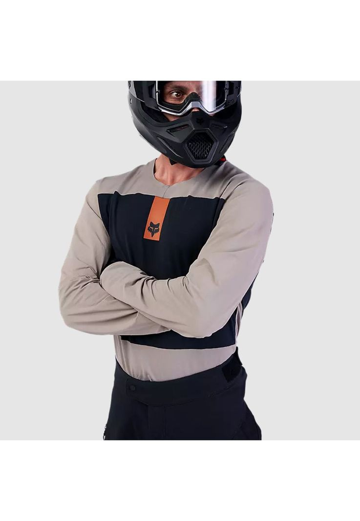 Polera Moto Defend Off Road Manga Larga Cafe Claro Fox-5