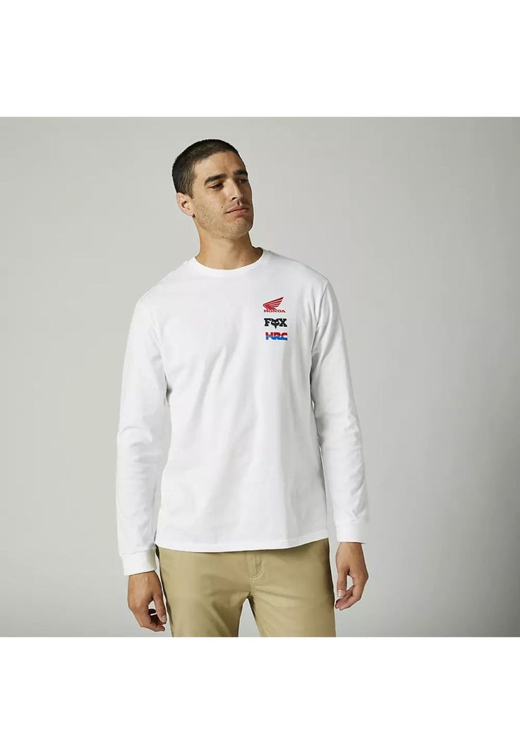 Polera Lifestyle Honda Wing Premium Manga Larga Blanco Fox-0