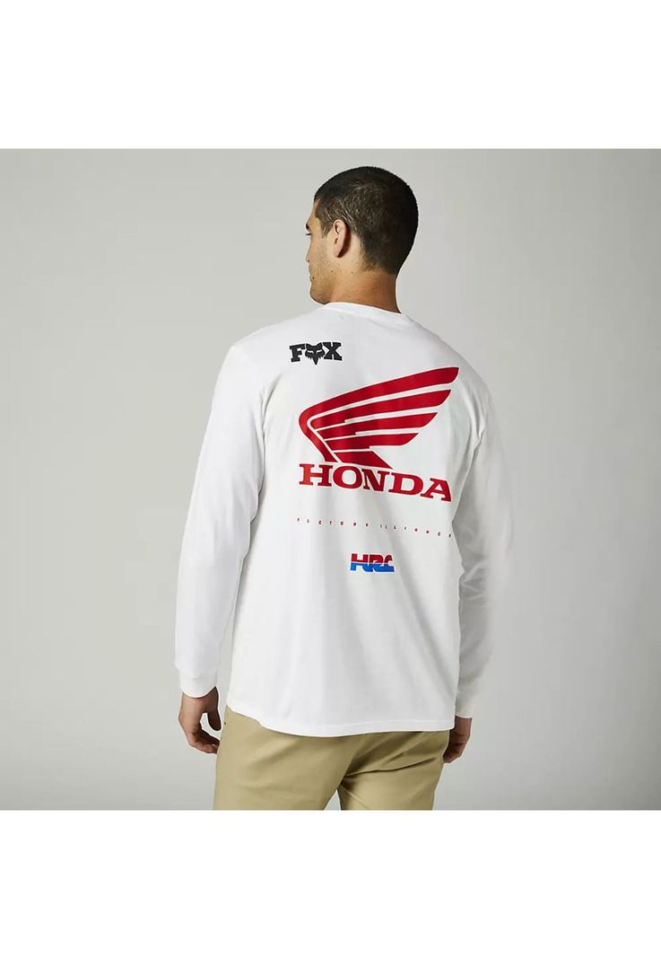 Polera Lifestyle Honda Wing Premium Manga Larga Blanco Fox-1