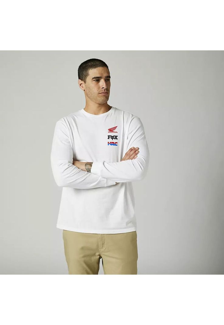 Polera Lifestyle Honda Wing Premium Manga Larga Blanco Fox-2