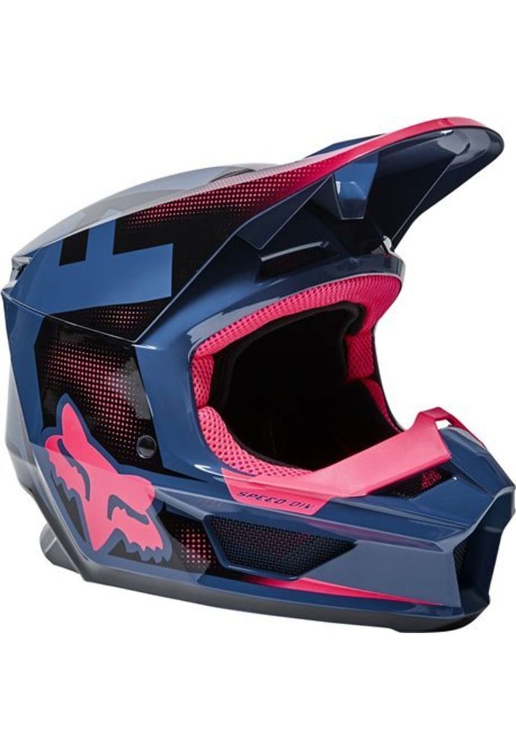 Casco Moto Niño V1 Dier Ece Azul/Rosado Fox-0