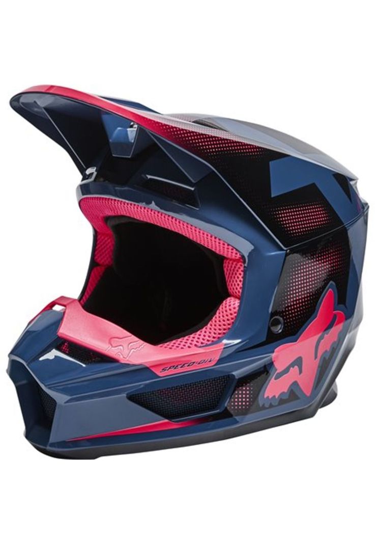 Casco Moto Niño V1 Dier Ece Azul/Rosado Fox-1