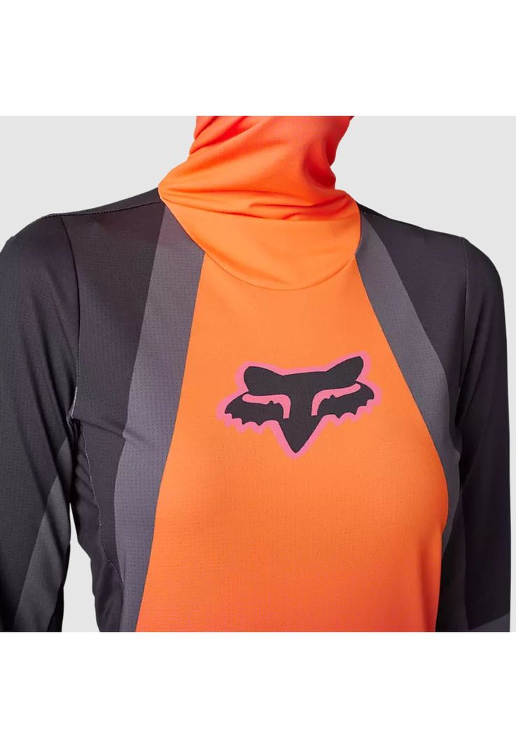 Polera Moto Mujer Ranger Drive Krux SXS Con Cuello Naranjo Fox-3