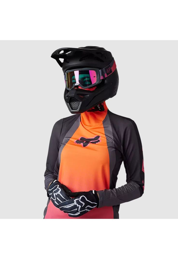 Polera Moto Mujer Ranger Drive Krux SXS Con Cuello Naranjo Fox-6