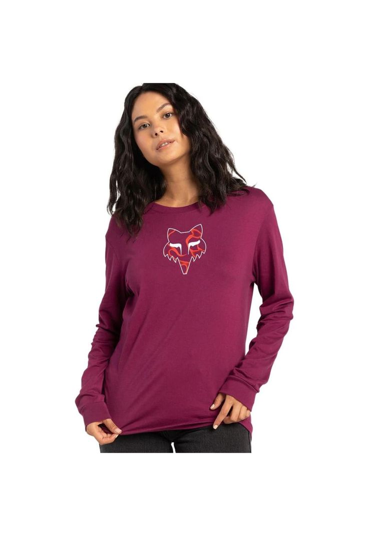 Polera Lifestyle Mujer Withred Manga Larga Burdeo Fox-0