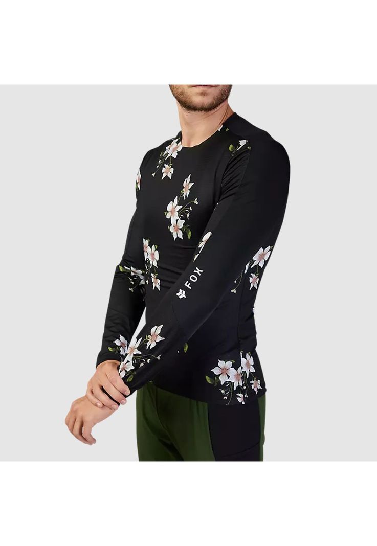 Polera Bicicleta Flexair Ascent Dogwood Manga Larga Negro Fox-4