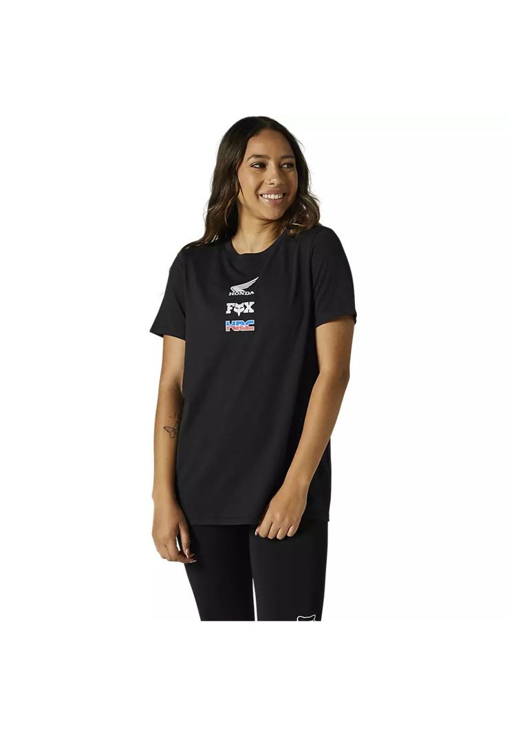 Polera Lifestyle Mujer Honda Wing Negro Fox-0
