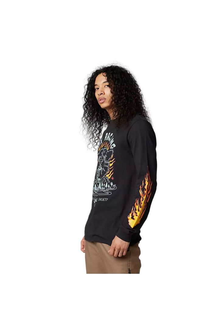 Polera Lifestyle Manga Larga Parkerboss Negro Fox-1