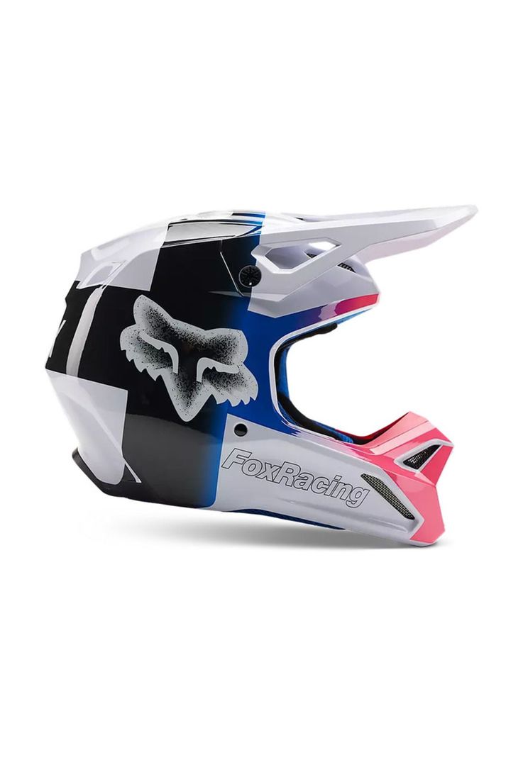 Casco Moto V1 Horyzn Negro/Blanco/Rosado Fox-1