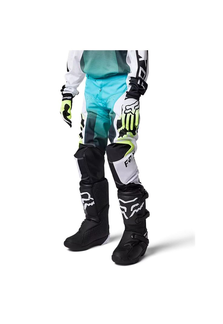 Pantalon Moto Niño 180 Leed Celeste Fox-1