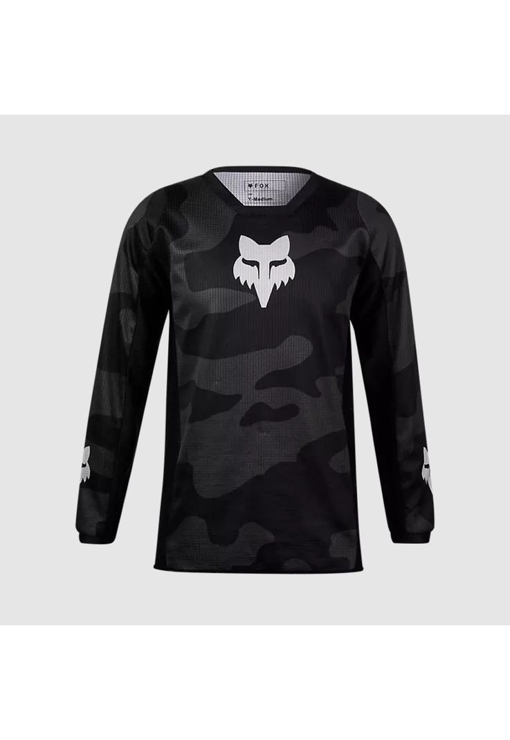 Polera Moto Niño 180 Bnkr Camo Negro Fox-0
