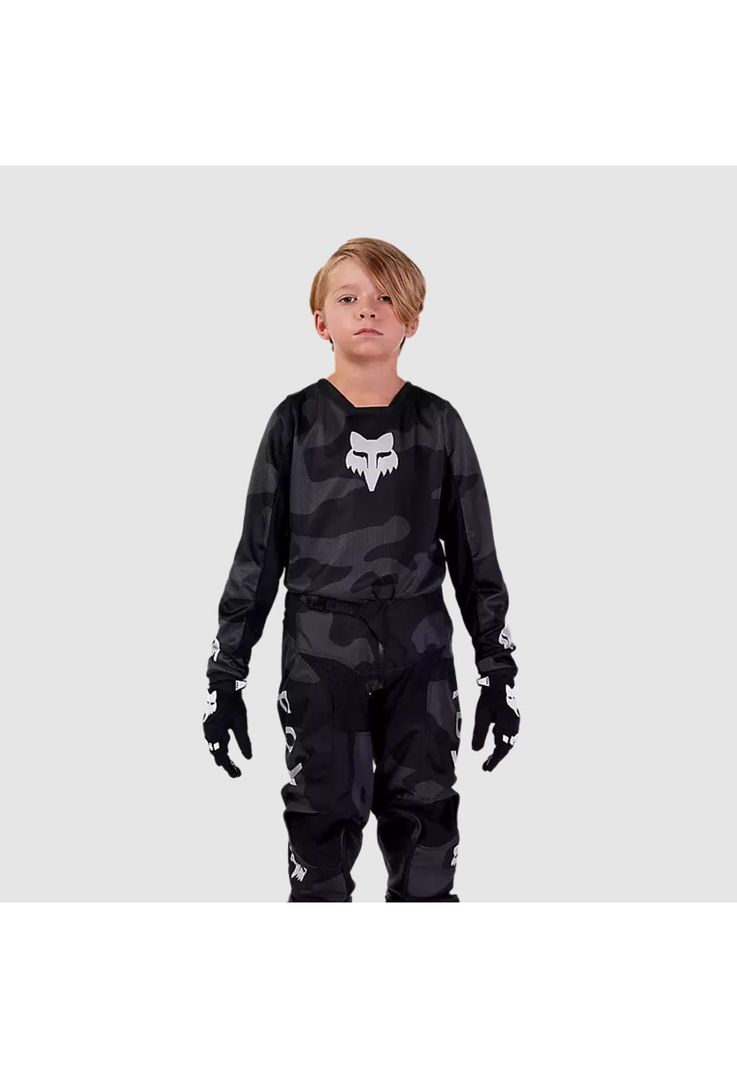 Polera Moto Niño 180 Bnkr Camo Negro Fox-1