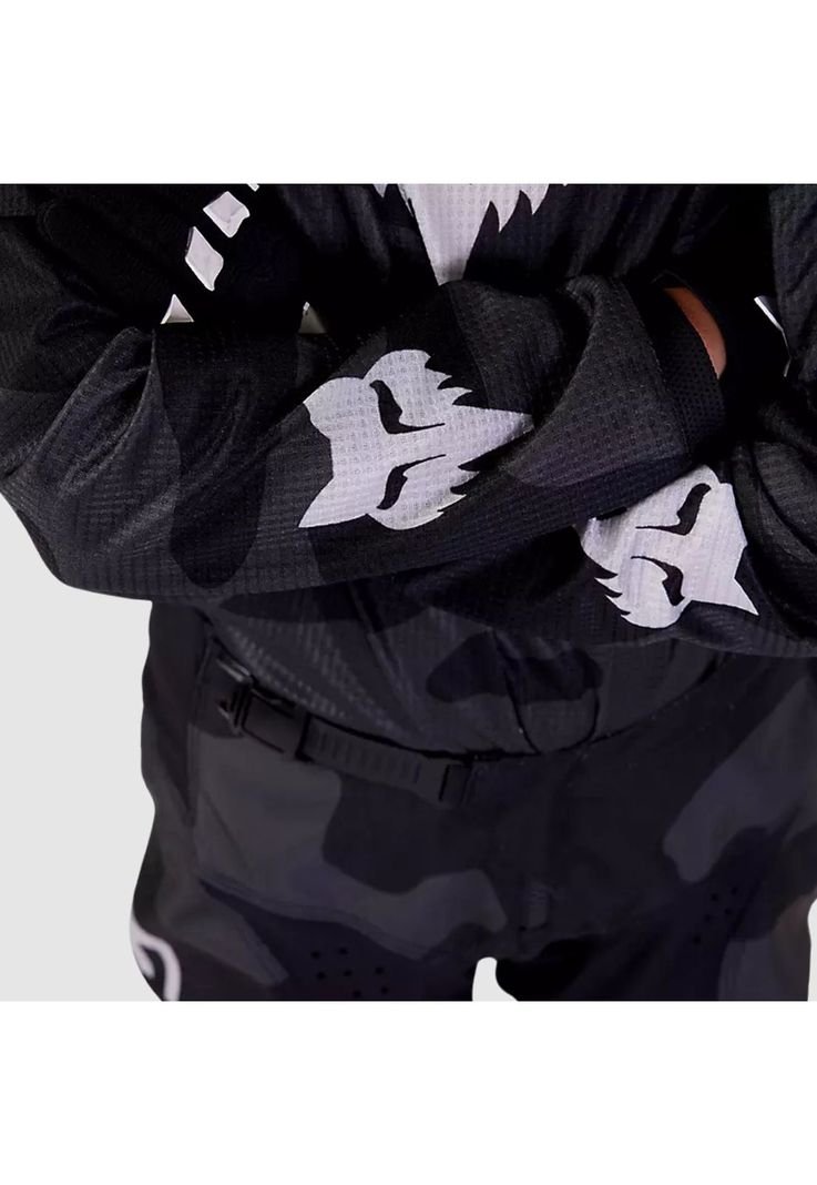 Polera Moto Niño 180 Bnkr Camo Negro Fox-4