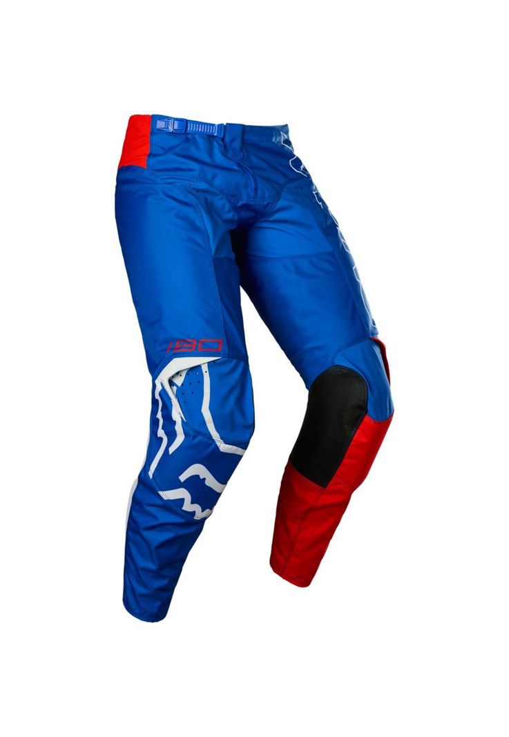 Pantalon Moto Niño 180 Skew Blanco/Rojo/Azul Fox-0