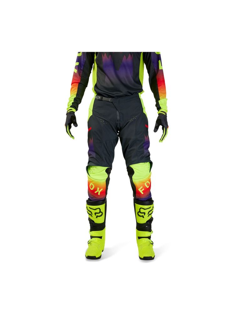 Pantalon Moto 180 Flora Negro/Amarillo Fox-2