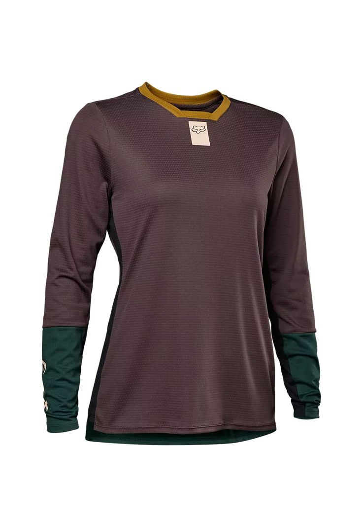 Polera Bicicleta Mujer Defend Manga Larga Morado/Verde Fox-0