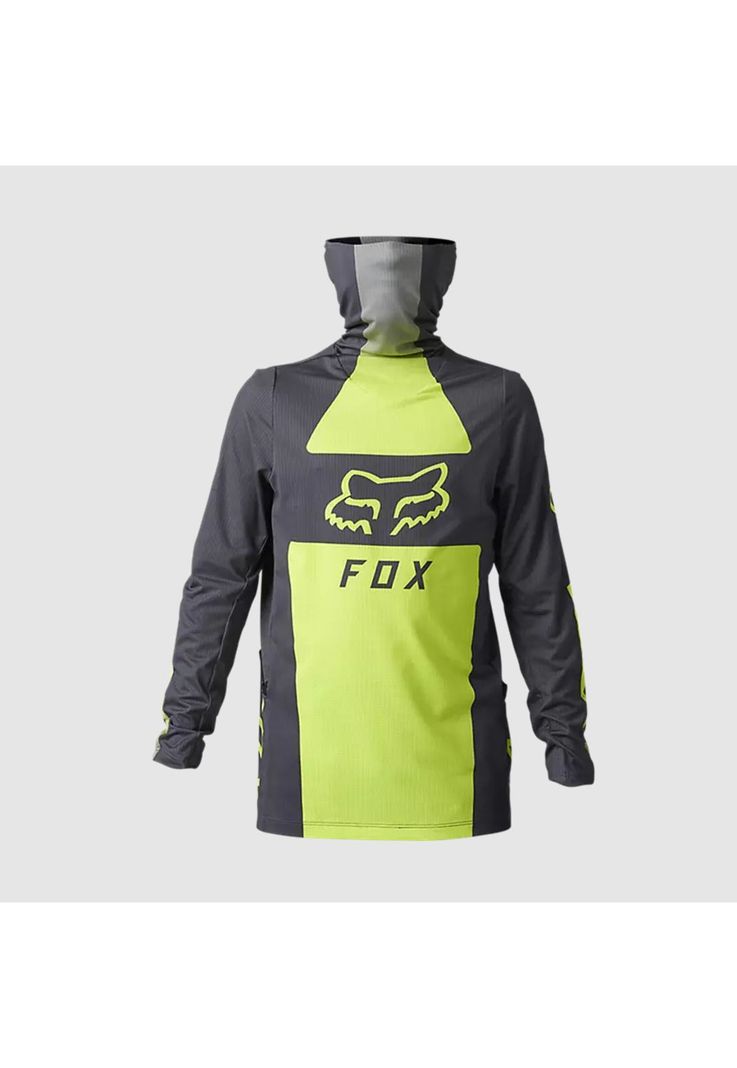 Polera Moto Niño Ranger Drive Krux SXS Con Cuello Amarillo Fluor Fox-0