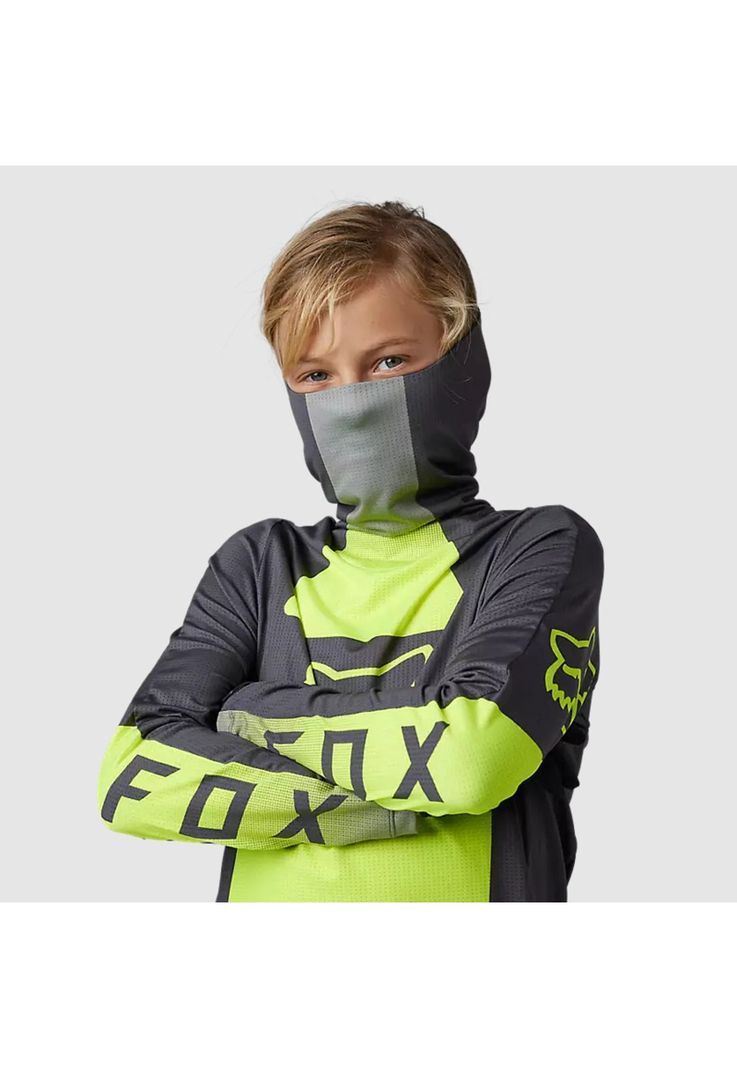 Polera Moto Niño Ranger Drive Krux SXS Con Cuello Amarillo Fluor Fox-5