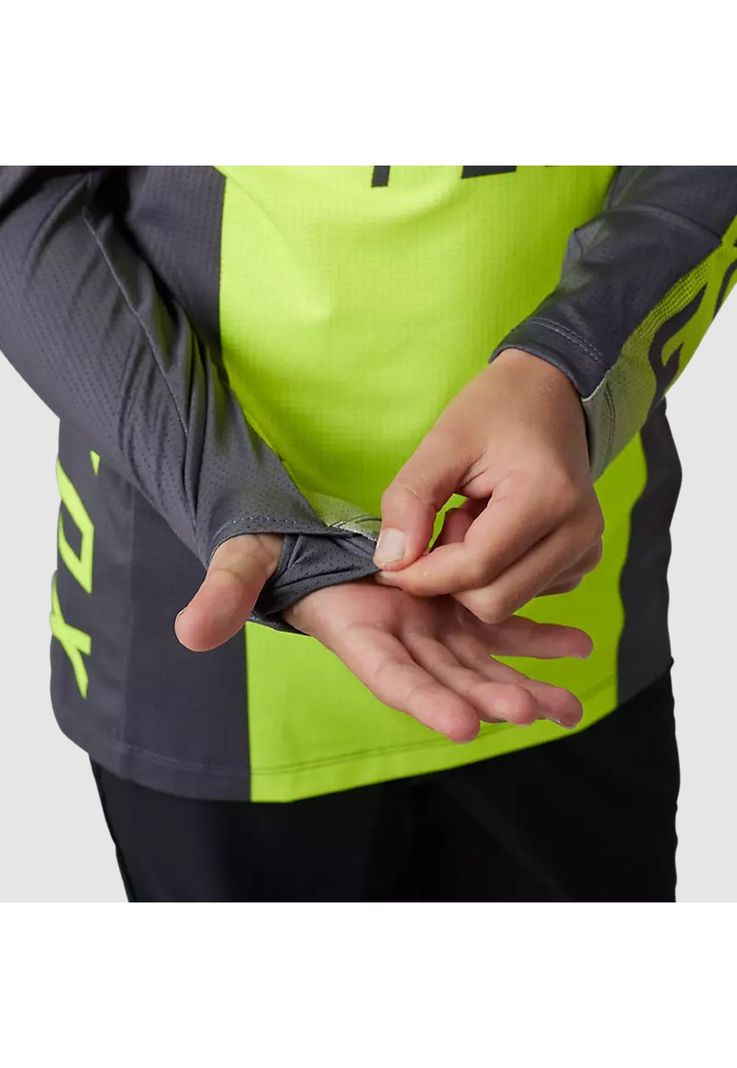 Polera Moto Niño Ranger Drive Krux SXS Con Cuello Amarillo Fluor Fox-6
