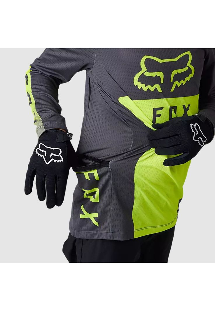 Polera Moto Niño Ranger Drive Krux SXS Con Cuello Amarillo Fluor Fox-8