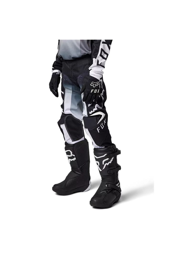 Pantalon Moto Niño 180 Leed Negro/Blanco Fox-1