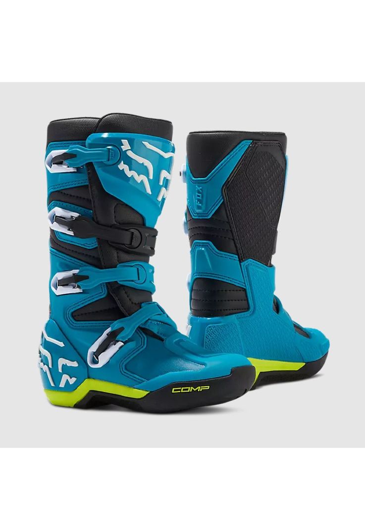 Botas Moto Niño Comp Celeste/Amarillo Fox-0