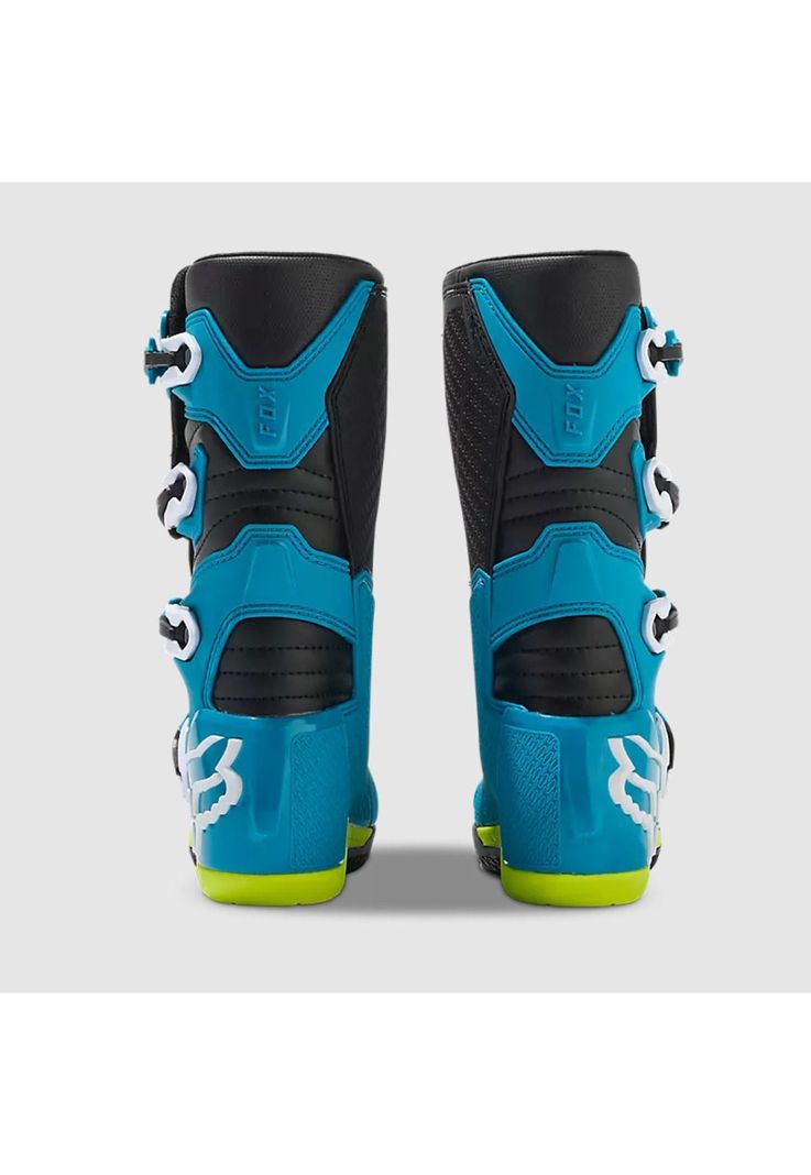 Botas Moto Niño Comp Celeste/Amarillo Fox-2