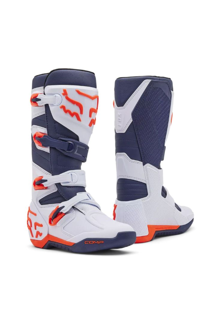Botas Moto Comp Blanco/Azul/Naranjo Fox-0