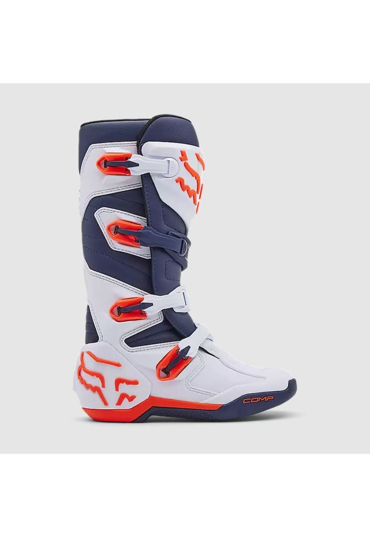 Botas Moto Comp Blanco/Azul/Naranjo Fox-1