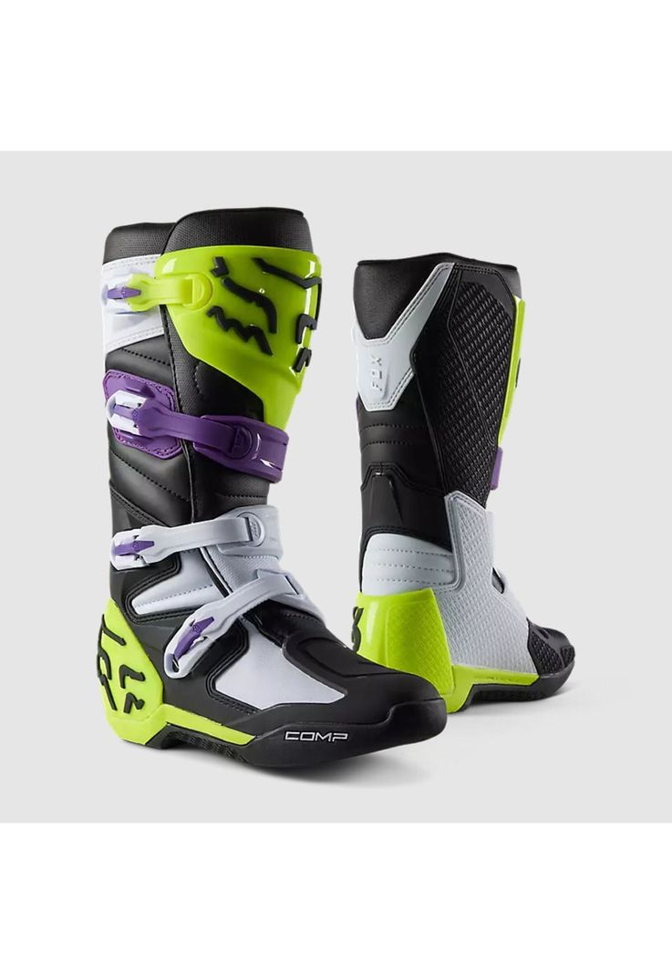 Botas Moto Comp Negro/Verde/Blanco/Morado Fox-0