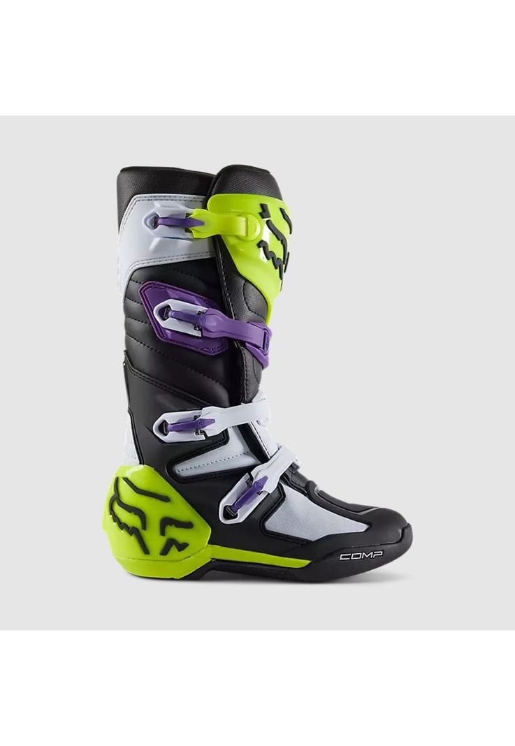 Botas Moto Comp Negro/Verde/Blanco/Morado Fox-3
