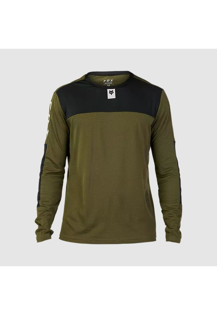 Polera Bicicleta Defend Fox Head Manga Larga Verde Oliva Fox-0