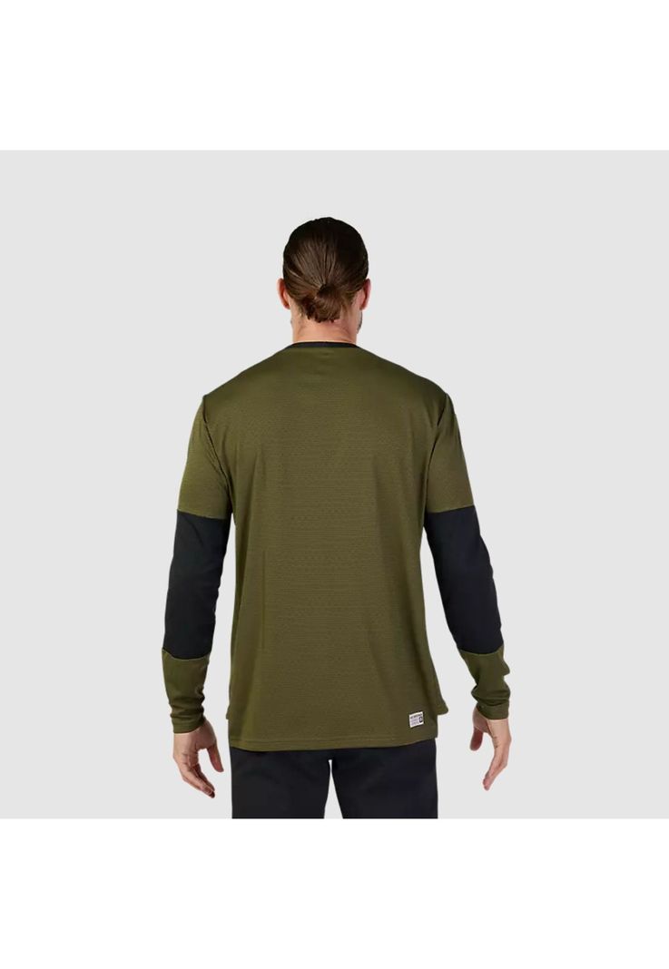 Polera Bicicleta Defend Fox Head Manga Larga Verde Oliva Fox-2