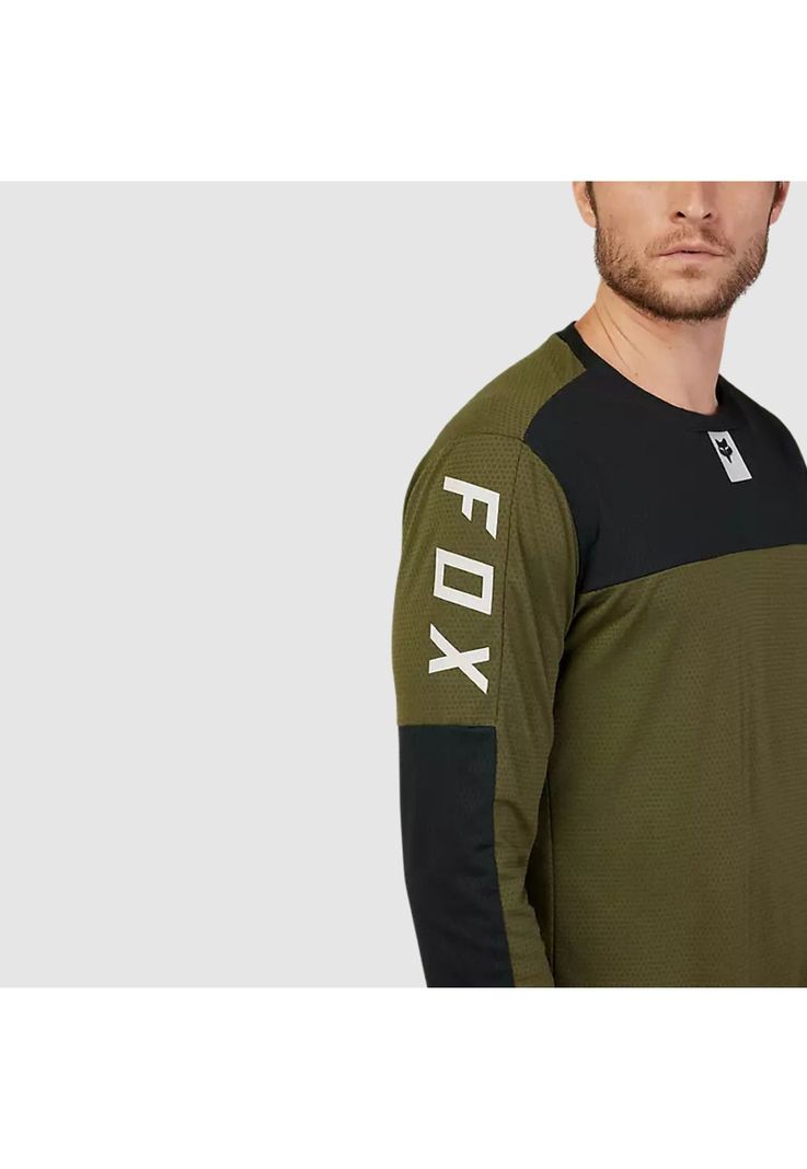 Polera Bicicleta Defend Fox Head Manga Larga Verde Oliva Fox-3