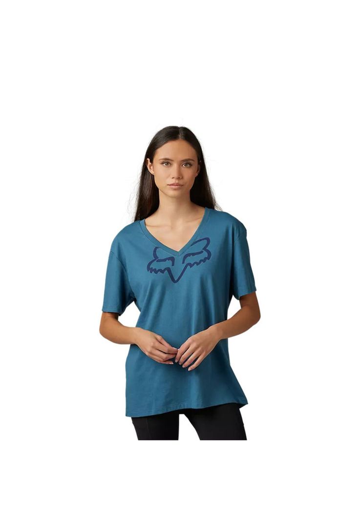 Polera Lifestyle Mujer Boundary Manga Corta Azul Fox-0