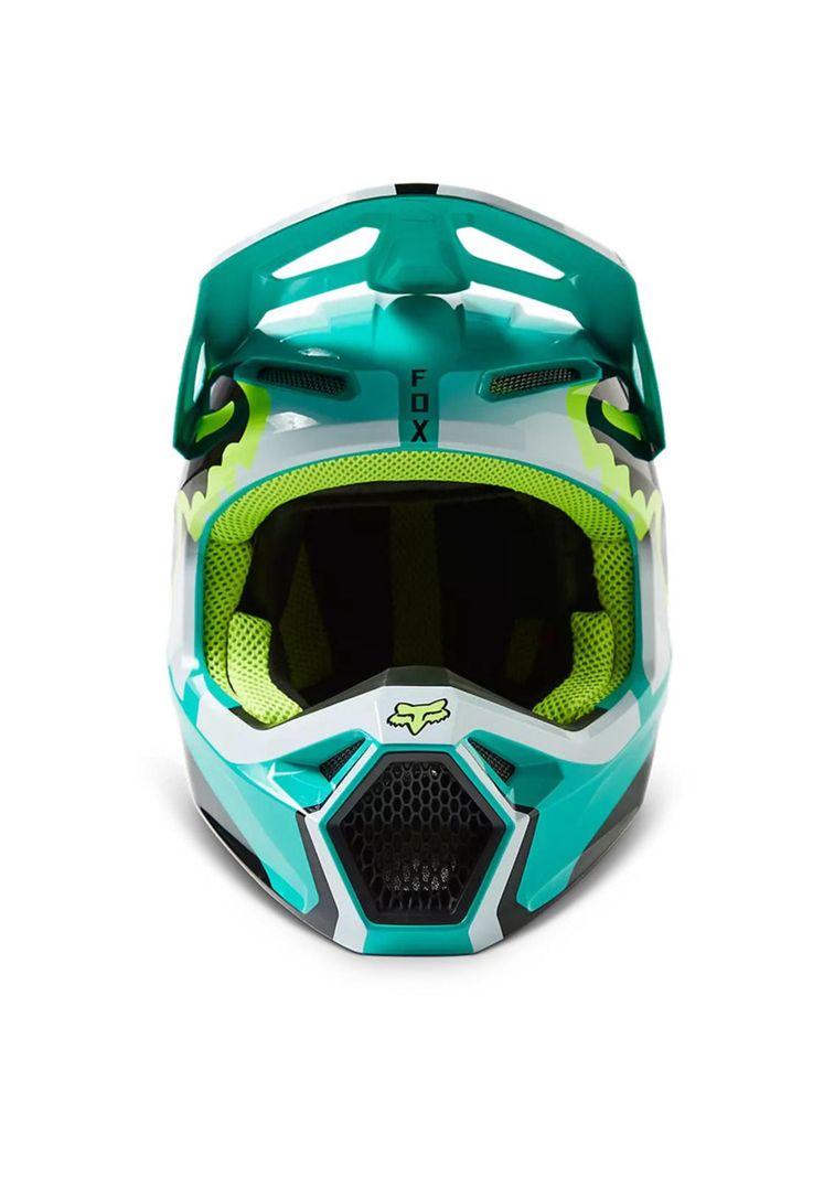 Casco Moto Niño V1 Leed Celeste Fox-4