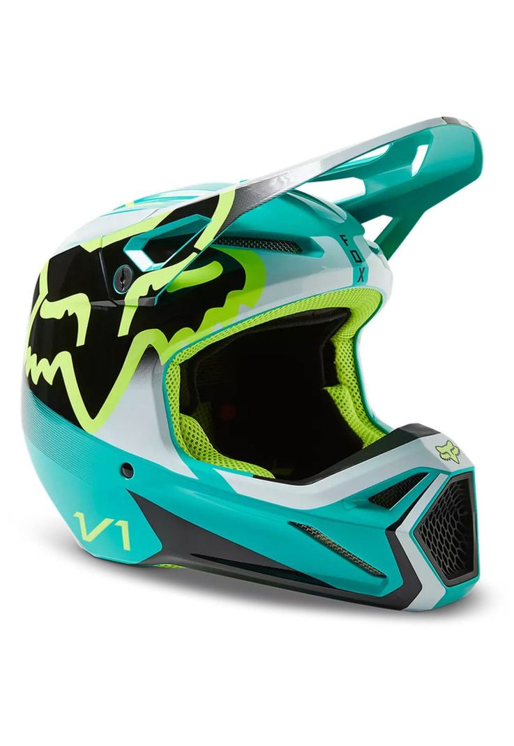 Casco Moto Niño V1 Leed Celeste Fox-0