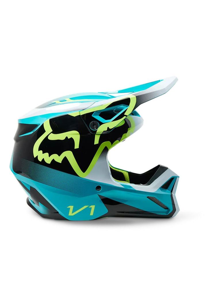 Casco Moto Niño V1 Leed Celeste Fox-1